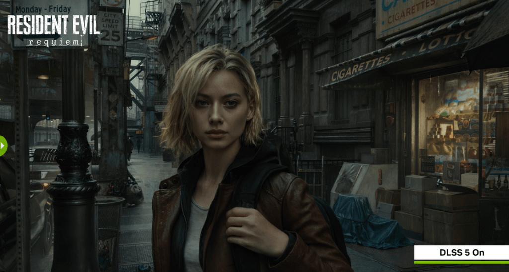 Image retravaillée par DLLS 5.0
La luminosité n'est pas cohérente avec l'ambiance souhaitée du jeu Resident Evil